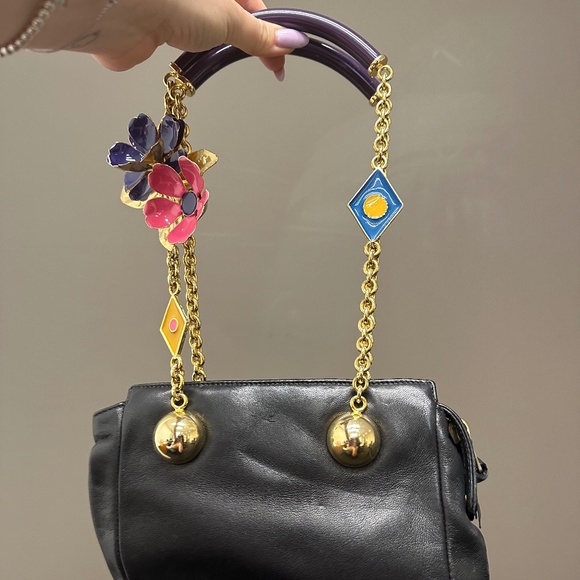 Vintage VERSACE SS/1991 bag with enamel flower chain - Picture 1 of 4